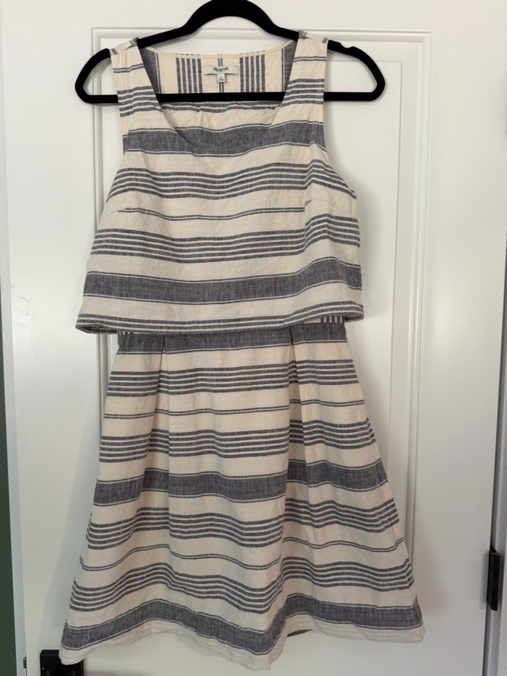 Madewell Striped Two-Piece Tank Dress Navy & Cream Linen